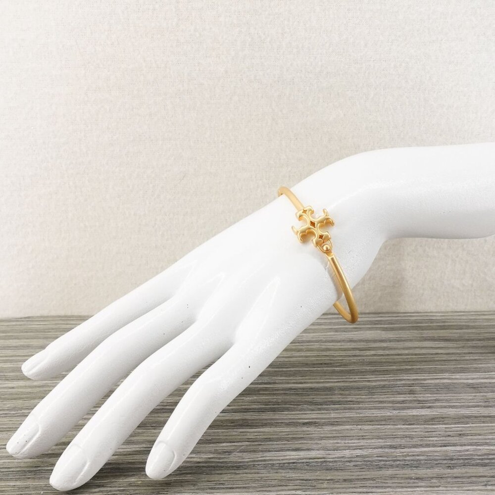Tory Burch Eleanor Hinged Cuff Bracelet Gold OS - Picture 7 of 12